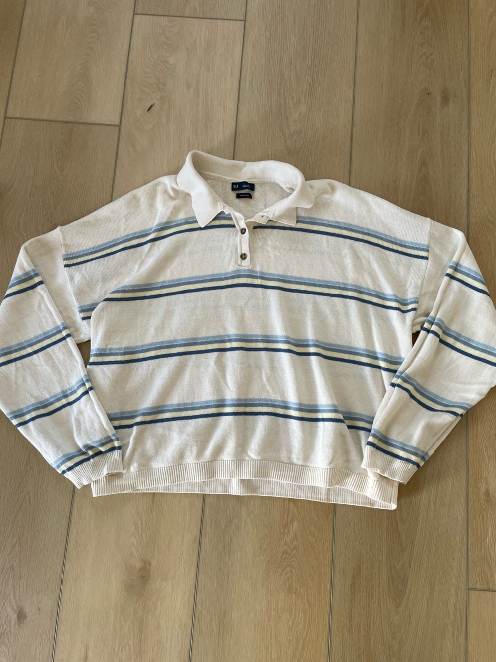GAP Cream Knit Polo with Navy Label